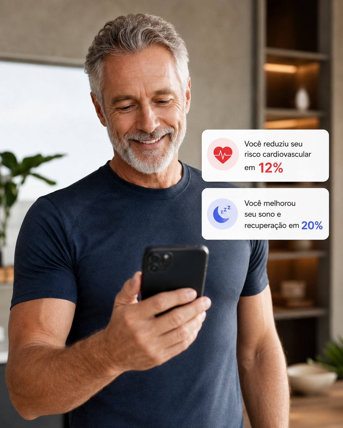 Pessoa acompanhando a evolução da sua saúde com a Gauss